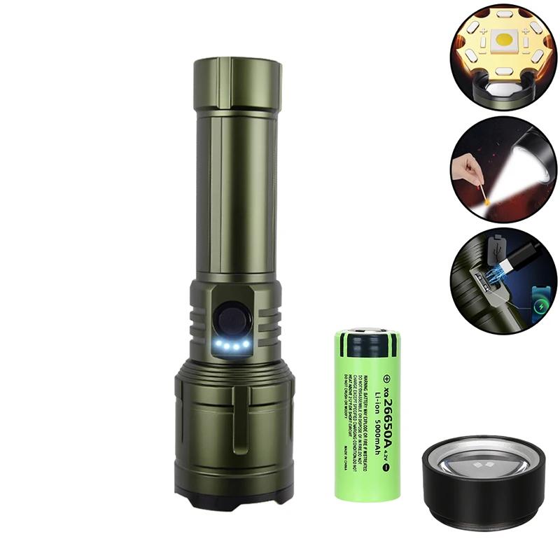 New 3000 LM Flashlight Outdoor Zoom Rechargeable Flashlights, All-aluminum Alloy, Can Light Up The Flame, Super High Power Torch