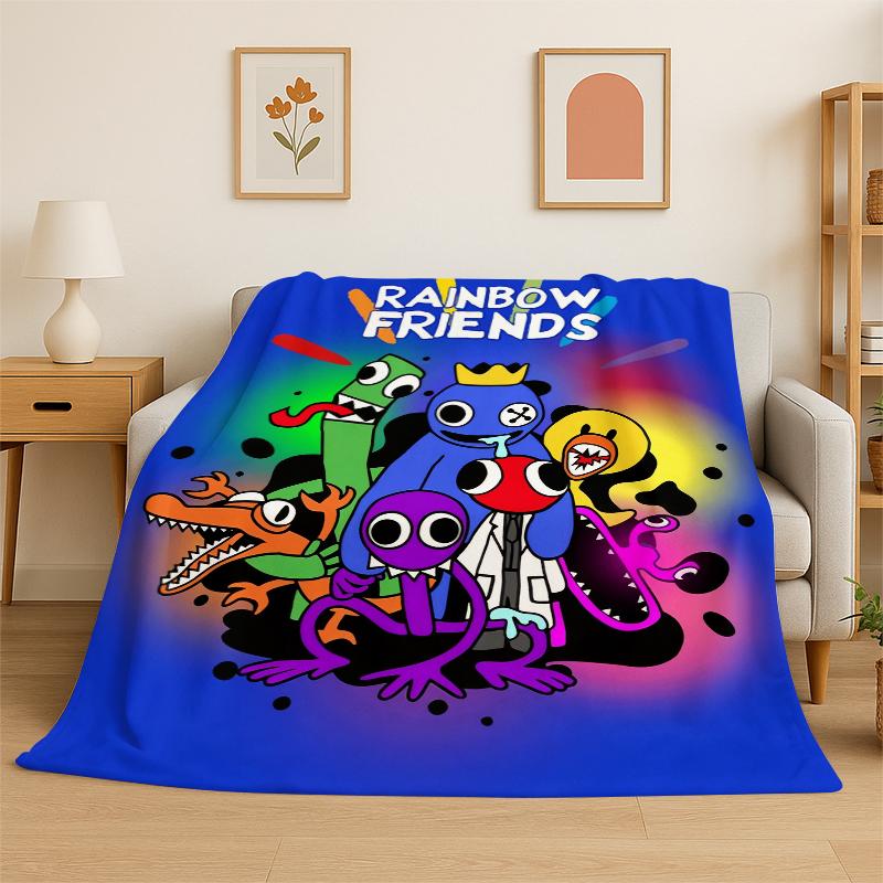 Game R-Rainbow Friends Cartoon Flannel Blanket Soft Warm Throw Blanket for Bedroom Living Room Bed Travel Camping Picnic Kid