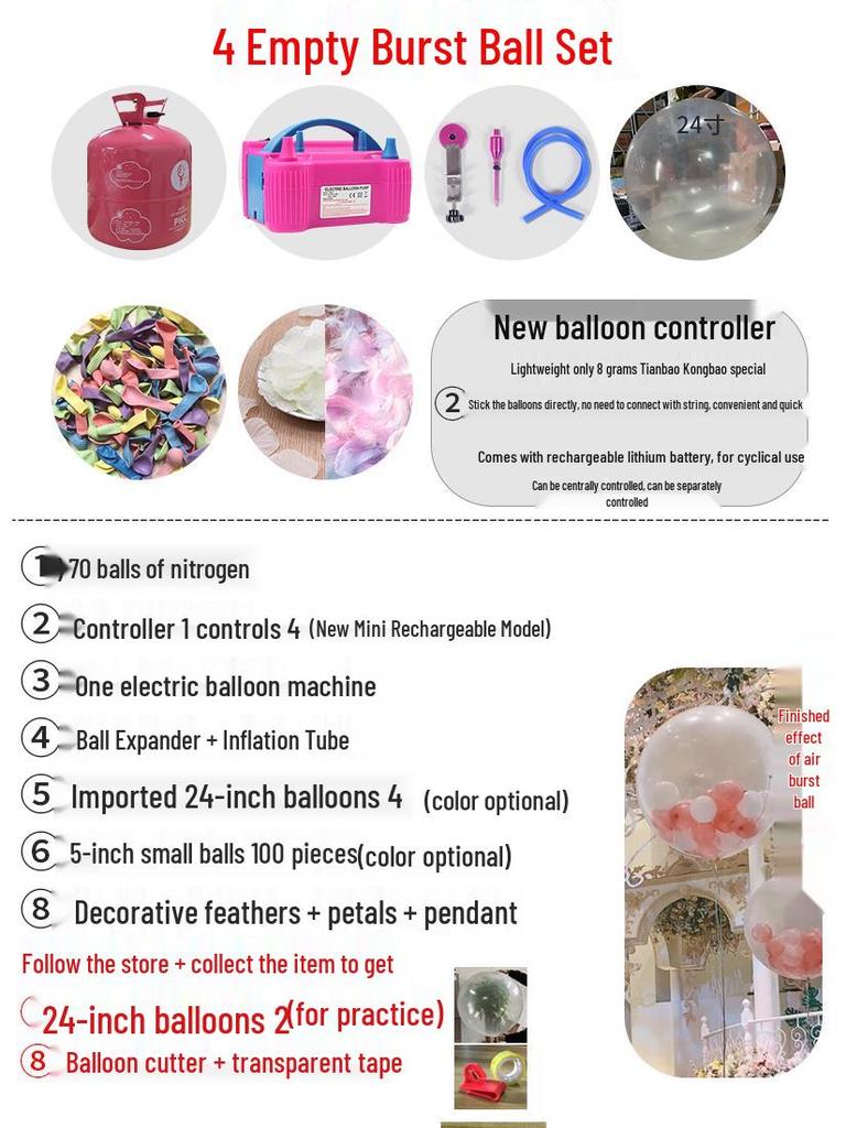 Outdoor Wedding Sky Explosion Balloons Set: Helium Balloons with Complete Assembly Tools for Hotels and Bridal Events