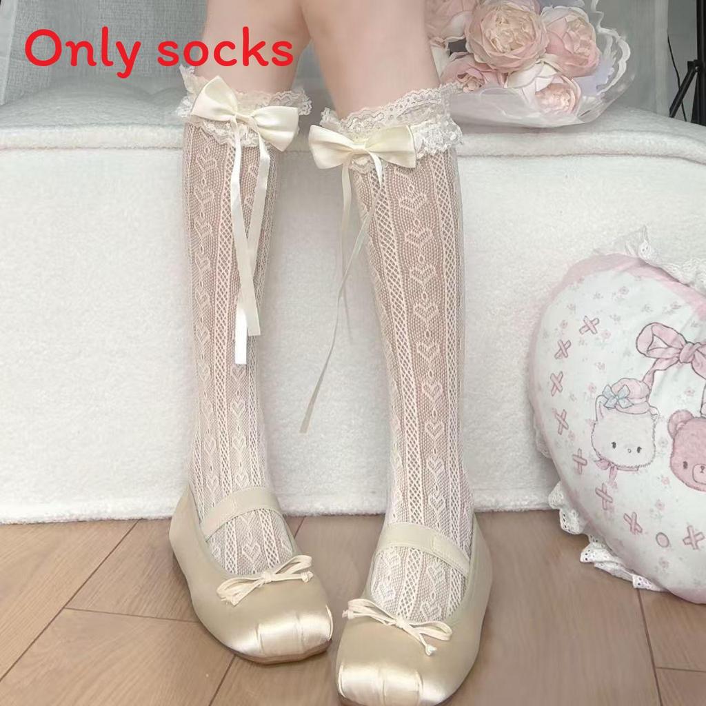 Lolita Heart Lace Trim Knee Socks With Non Slip Anti Skid For Youth Women