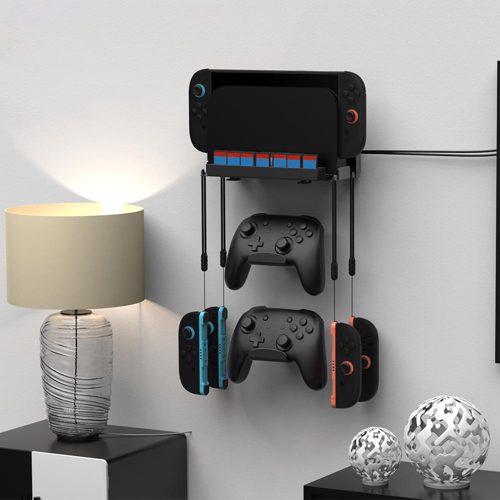 Wall Mount Stand Bracket for Switch 2 Joy-Con Hanger Console Holder Stand with 2 Controller Holder Storage Organizer for Switch2