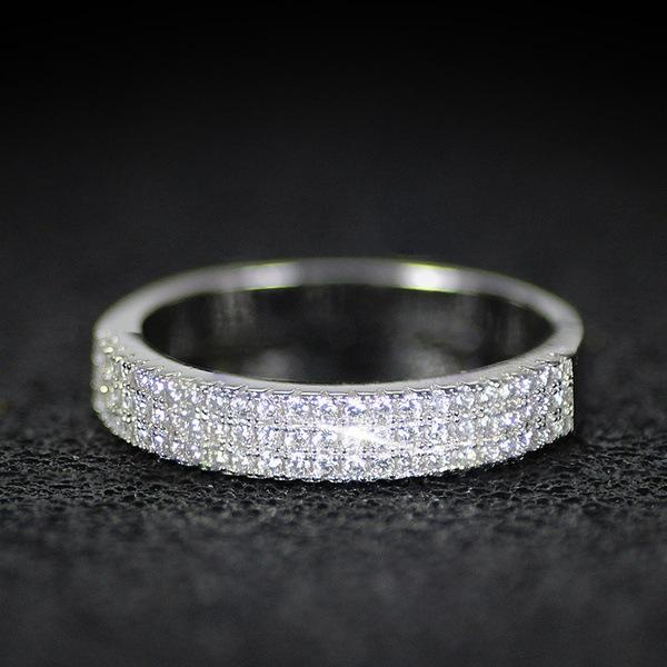 Luxury White Zircon Ring white gold Color Wedding Band Ring Jewelry Female Girls Promise Engagement Rings For Women