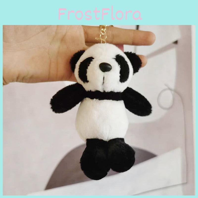 Adorable Panda Plush Keychain Fuzzy Mini Animal Doll Black Stuffed Toy