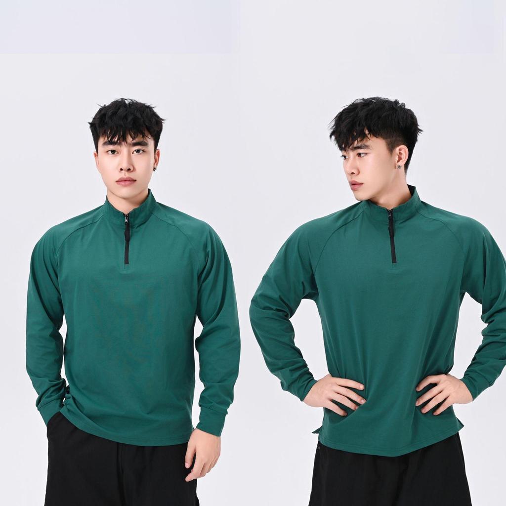 180G Quick-Dry Half-Zip Long Sleeve Fitness T-Shirt