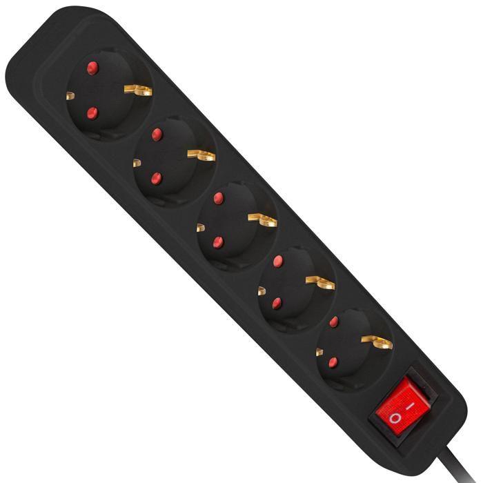 Multiprise - Lanberg - 5 Prises Schuko - 1,5 m - Noir - Intérieur