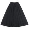 Tucked Pleated Long Skirt Available In Six Colors and Three Lengths Hakama-style (black, Medium) (ams20701)