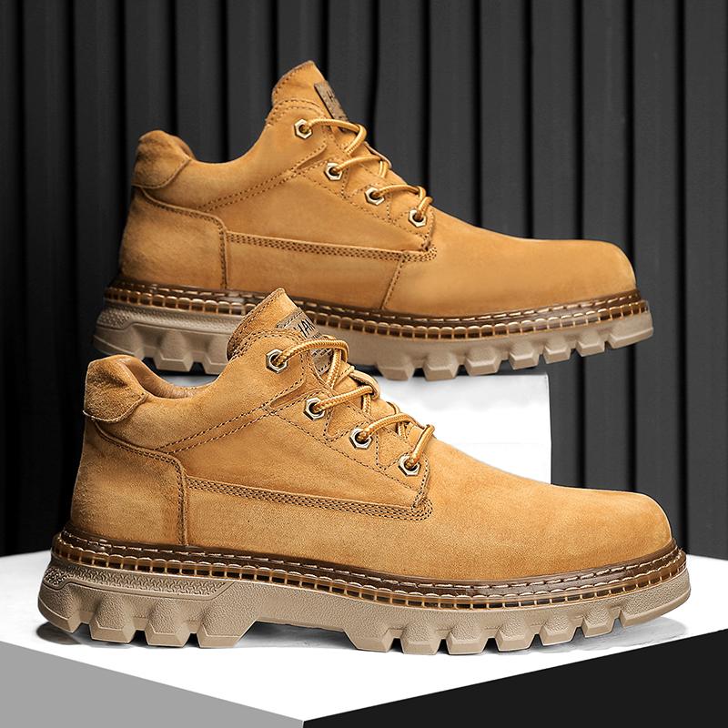 2024 Winter Ankle Boots Men's Boots Outdoor Comfortable Yellow Boots with Classic Design High Top Men Casual Shoes