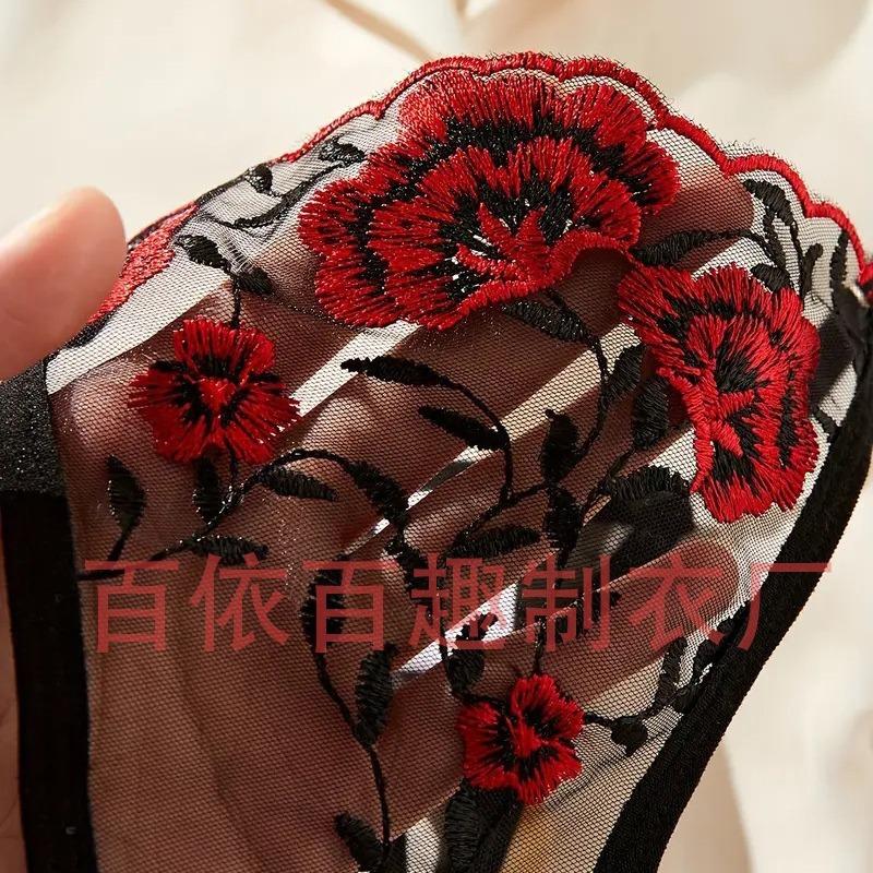 Sexy Underwear Women's Lace Perspective Embroidery Sexy Leggings Split Two-piece Set 2