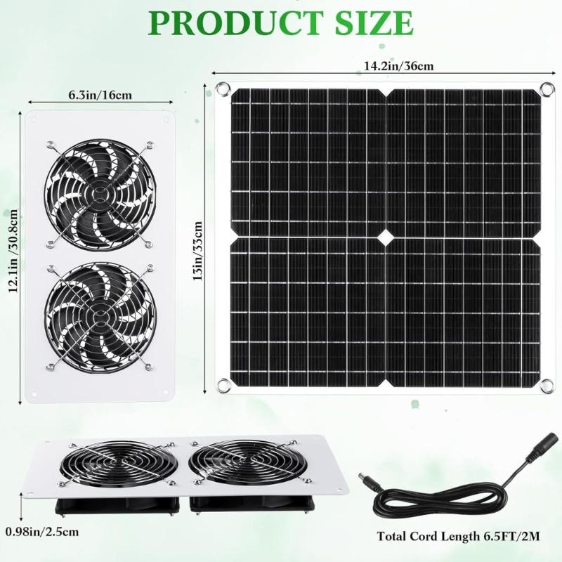 25W 12V Monocrystalline Solar Panel With Double Cooling Fan For Efficient Energies Conversion And Plastic Construction