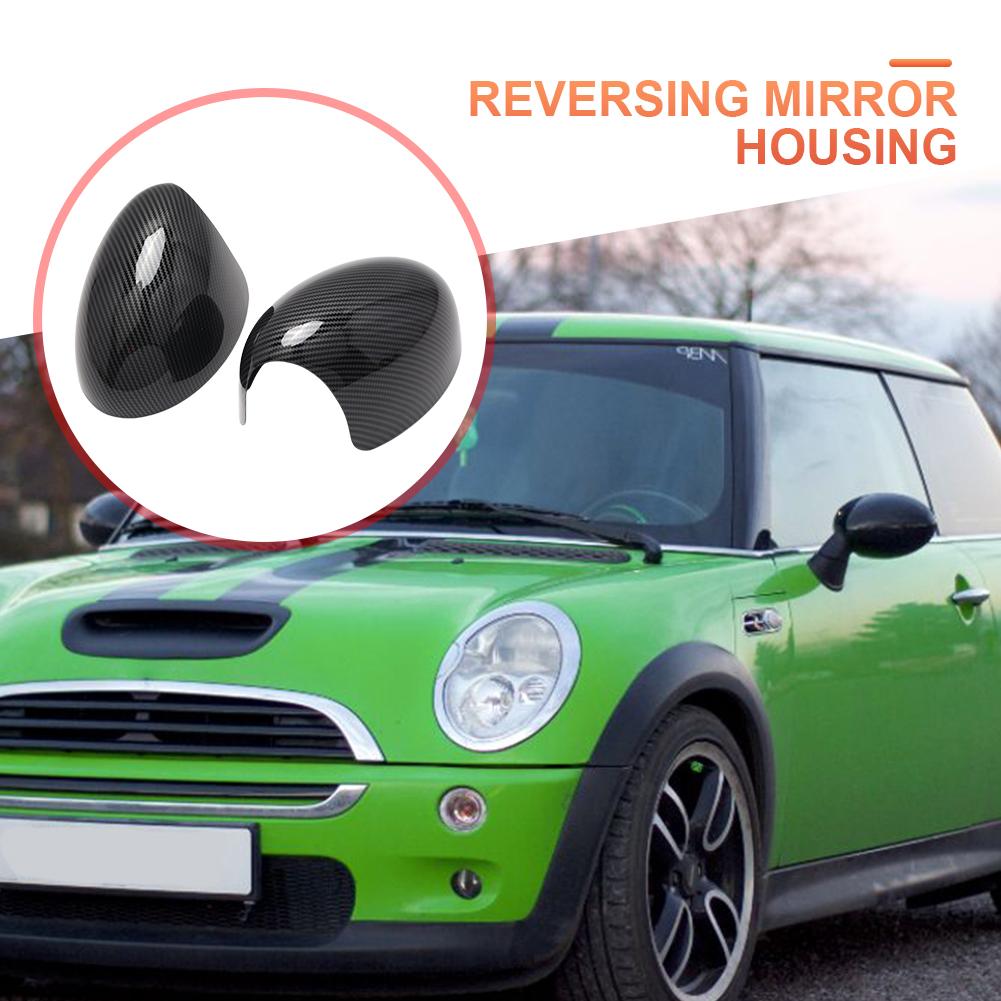 2pcs Rearview Mirror Cover Carbon Fiber Side Wing Mirror Cover Cap Replacement for Mini Cooper R Series R50 R53 R52 2000-2008
