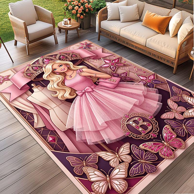Barbie Print Rug, Washable Floor Carpet, For Entryway Dorm Laundry Room Office Study, Home Decor Birthday Christmas Gift