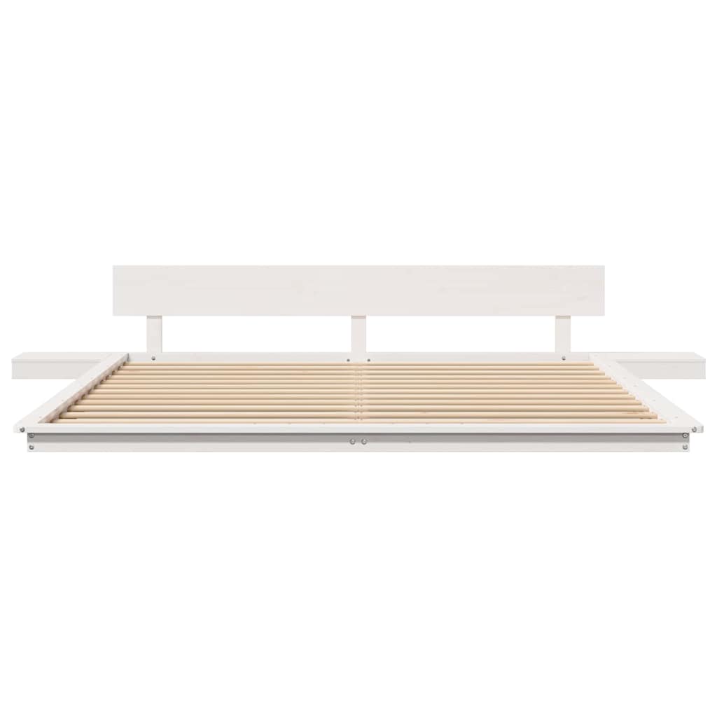 Bed Frame in White 200 x 200 cm Wood