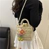 Summer Holiday Women Straw Beach Shoulder Bag Cute Flower Ladies Crossbody Bucket Bags Casual Commuter Female Handbags Purse