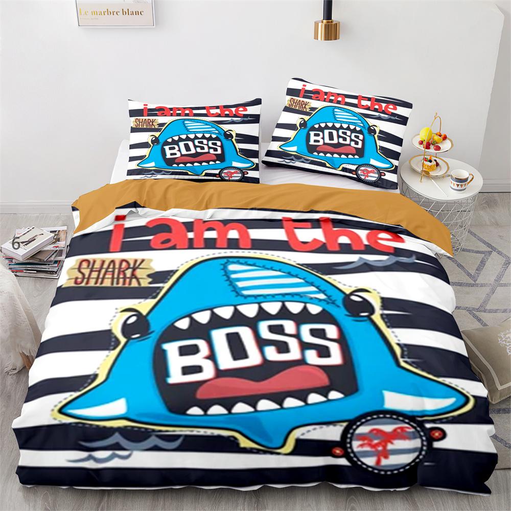 Комплект пододеяльника Акула Мультяшный узор с морскими животными Милый Кавайный — фото 17