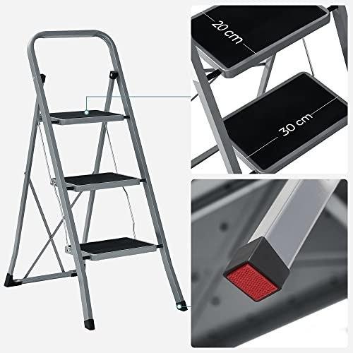 3-step Ladder, Folding Ladder, 20 Cm Wide Steps Covered with Anti-slip Rubber, Rubber Feet, Handrail, Max.. Load