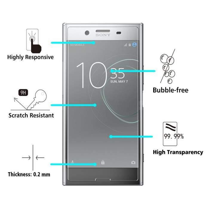 Displayschutzfolie - Phonillico - SONY XPERIA XZ PREMIUM - Gehärtetes Glas - Kratzfest - Transparent