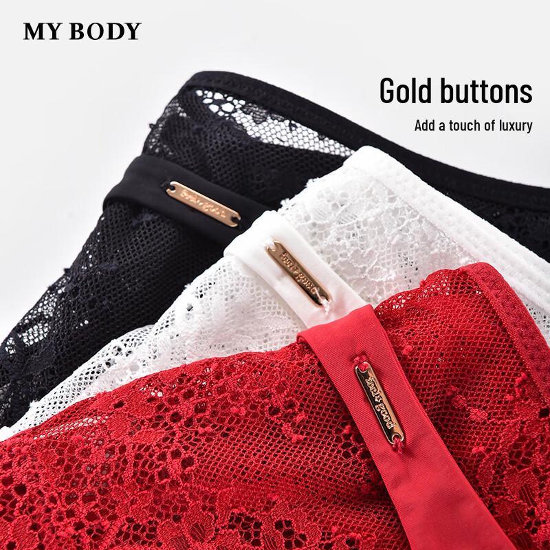 mybody Women's Sensual Lace Breathable Mid-Low Waist Briefs