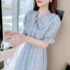 Goddess Style Slimming Ruffled Floral Tea-length Dress