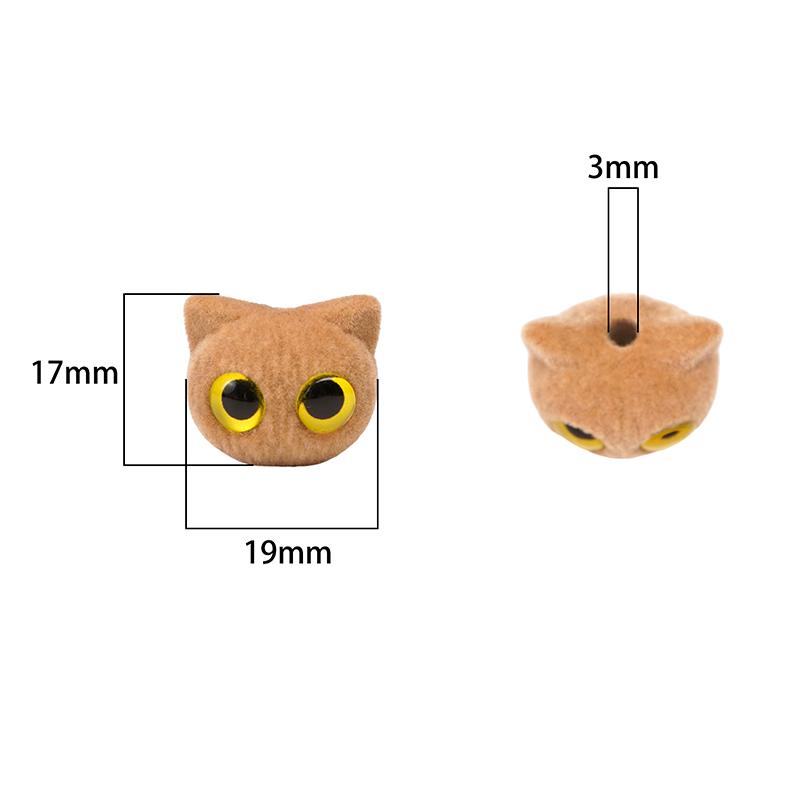 Resin Flocking Beads Cute Cat Head Beads for DIY Bracelet Earring Jewelry Making Accessories
