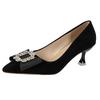 Fashion French Pointed Toe Rhinestone Heels Women's Fall New Shallow Slip-on Stiletto Plus-Size Professional Single Shoes