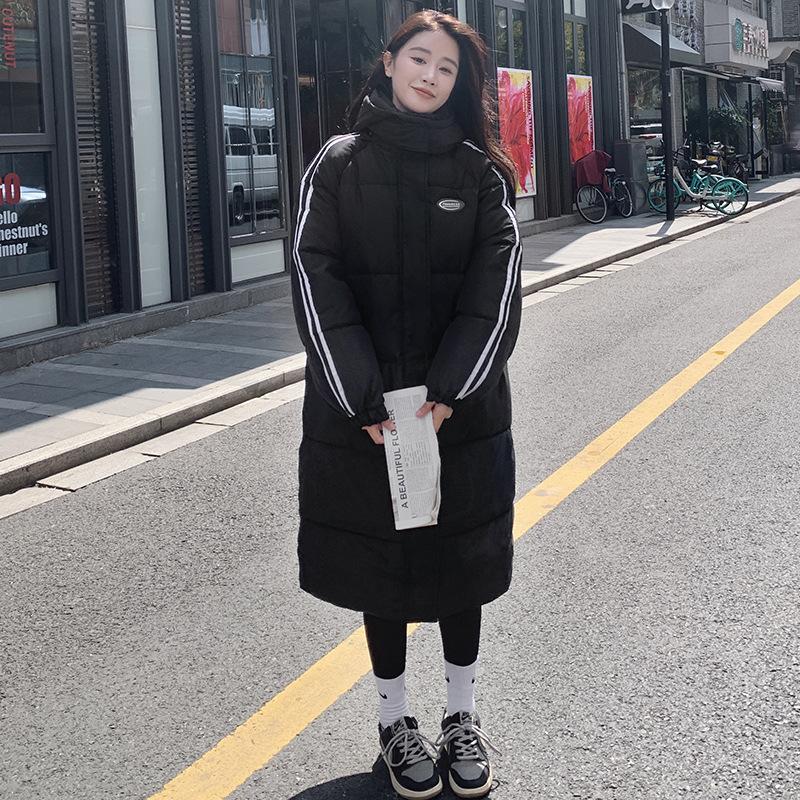 

Зимняя унисекс удлиненная куртка с капюшоном, утолщенная, свободного кроя XL чёрный