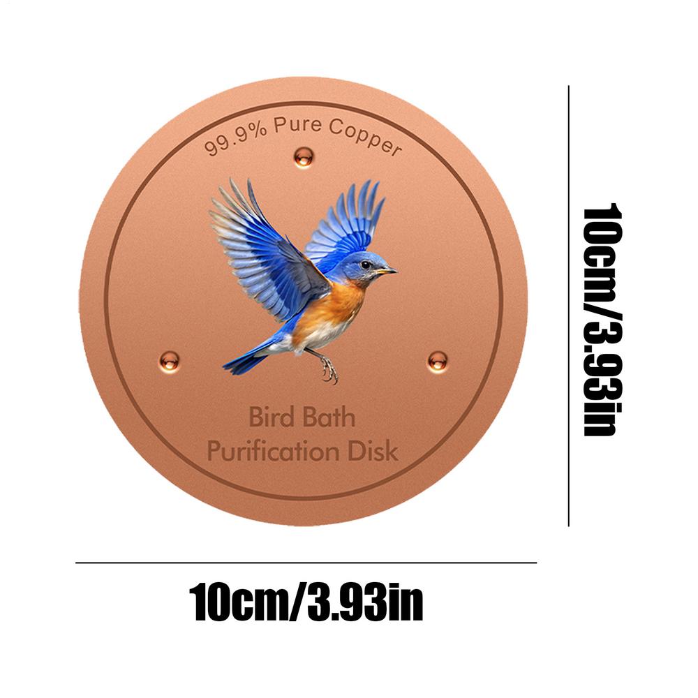 Copper Discs for Birdbaths with Stable Triple-Point Support Copper Bird Bath Purification Disk for Pool Garden Outdoor Breeding