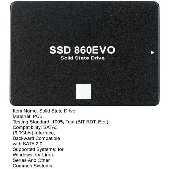 860 EVO SATA 3 2,5-Zoll-SSD 64/128/256 GB Geschwindigkeit Bis zu 545 MB/s Lesen 530 MB/s Schreiben PC Computer Desktop Laptop Interne Solid-State-Festplatte Ersatz