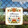 2D Flat, 1pc Scandinavian Folk Art Aluminum Welcome Sign - Retro Nordic Wall-Mounted Floral & Suitable for Entrance, Porch, Garden - Seasonal Holiday