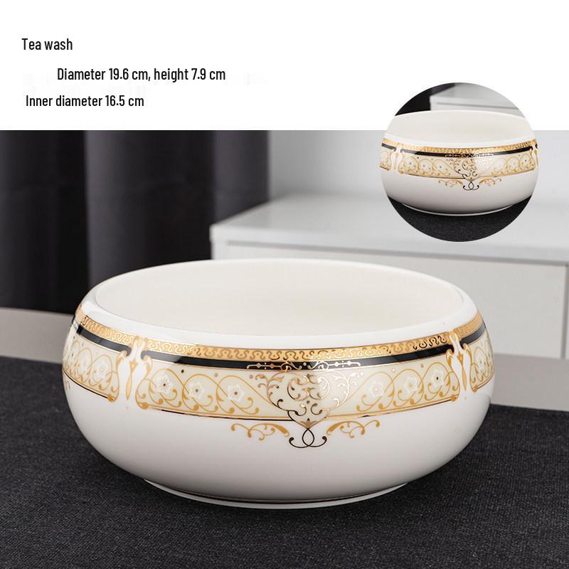 Large Chinese Style Blue and White Porcelain Tea Wash Basin and Cup Washer with Lan Ting Xu Calligraphy - Retro Ceramic Brush Washer