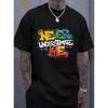 European Sizes Men'S European and American Fashion T-Shirt | "NEVER ERSTIMATE ME" Graffiti Print, Suitable for Daily Outings, Outdoor Sports