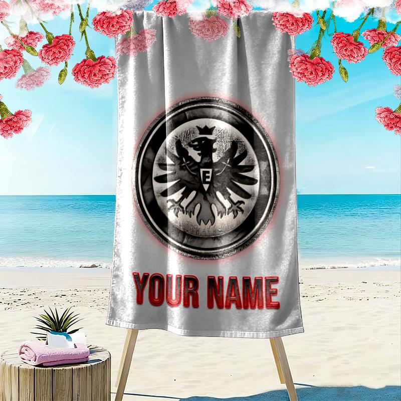 Custom Name Eintracht Frankfurt Print Beach Towel, Large Soft Quick Dry Towel for Beach Camping Swimming