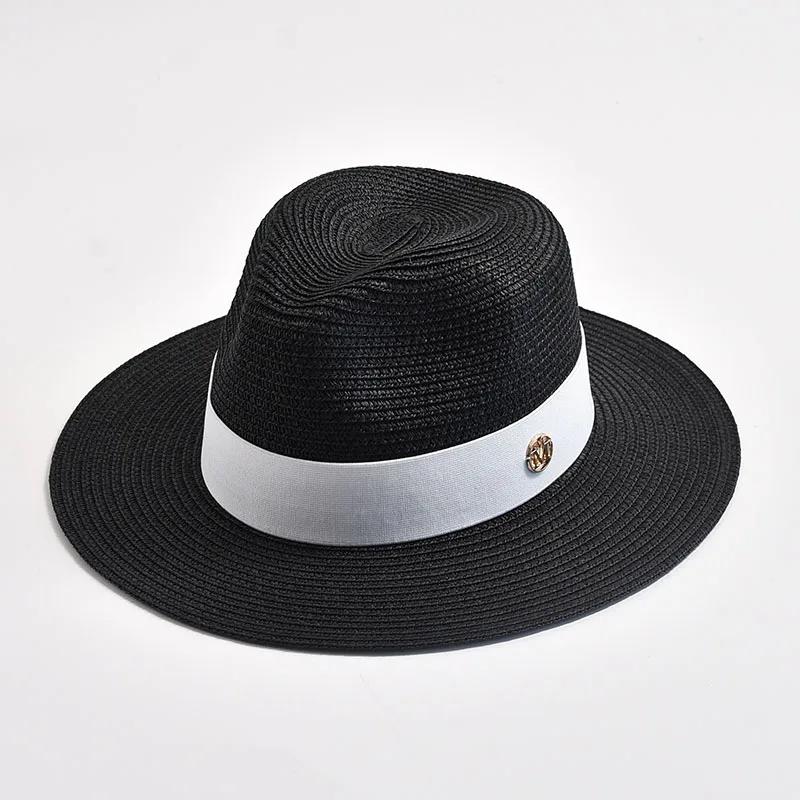Summer Straw Hats For Women Men Panama Travel Beach Sun Hat Ribbon Decoration Elegant Luxury Jazz Hat