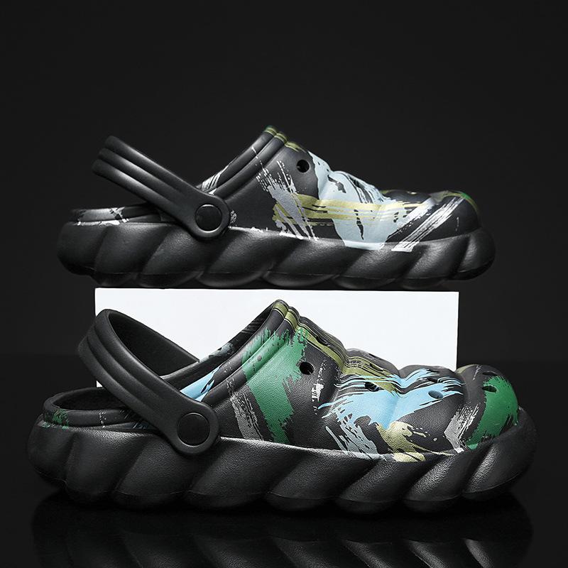 

Туфли с отверстиями, мужские летние сандалии, мужская трендовая пляжная сумка, тапочки на голову, нескользящая мягкая подошва, персонализированные камуфляжные сандалии, верхняя одежда 40