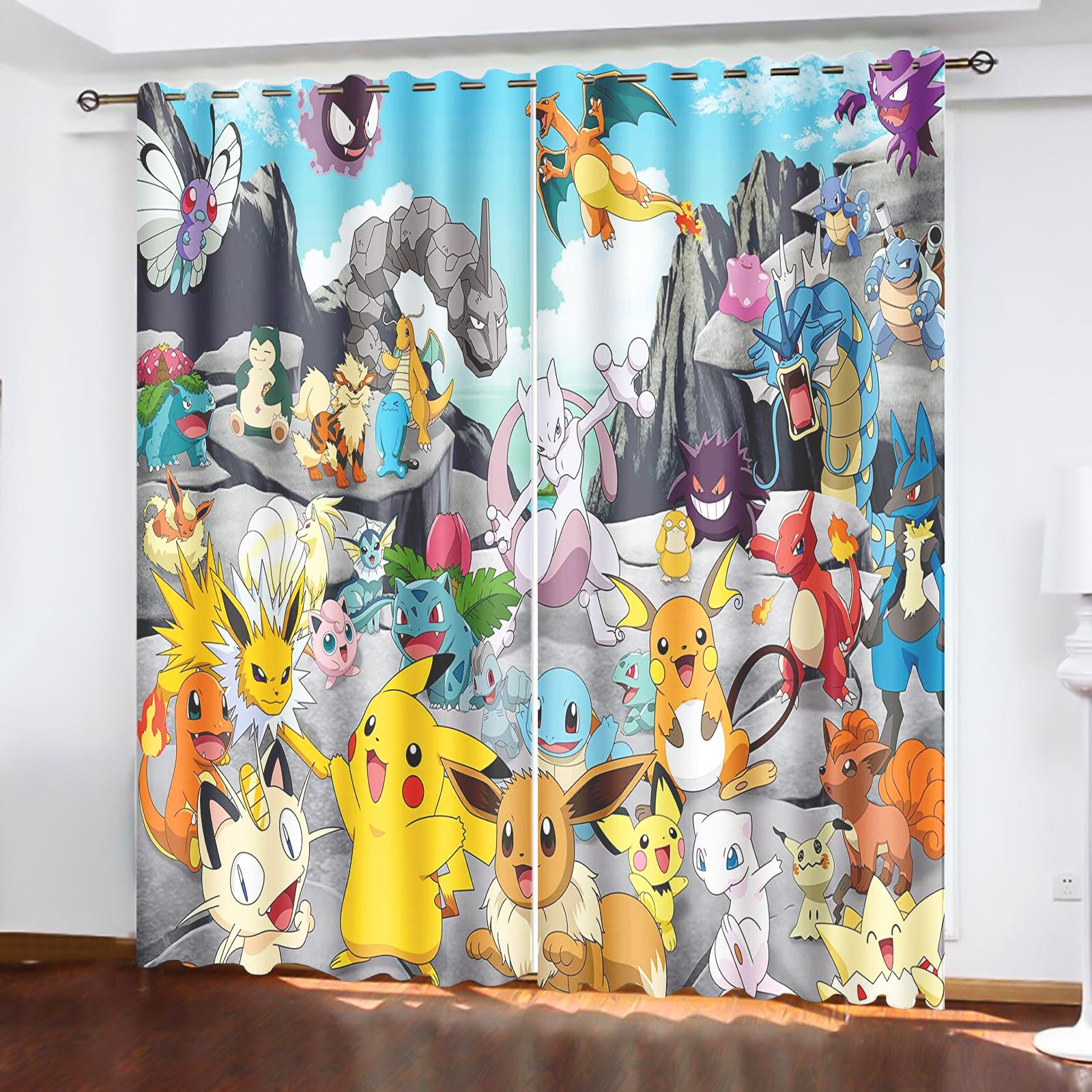 

Декоративные шторы для дома PokéMon для гостиной Гостиная Спальня Блэкаут шторы Мультяшные Милые Пыленепроницаемые Драпировки 100x140cm&Grommet Top