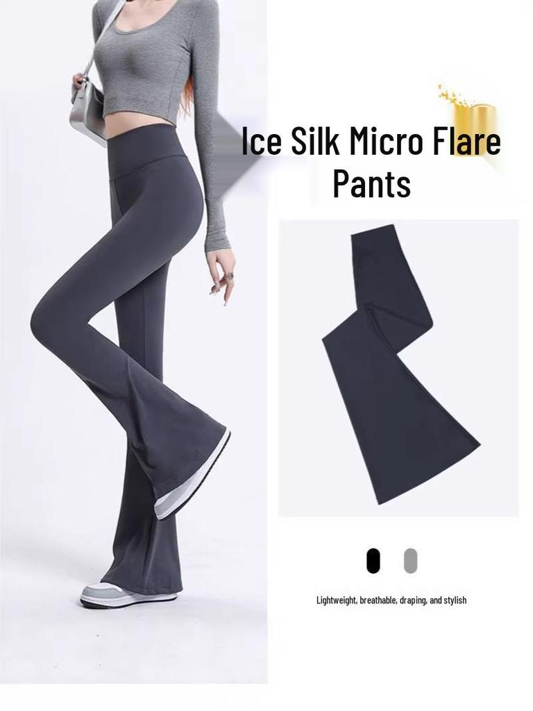 Calças de Yoga Elásticas Flare Emagrecedoras de Cintura Alta para Mulheres - Roupa Casual Primavera/Verão