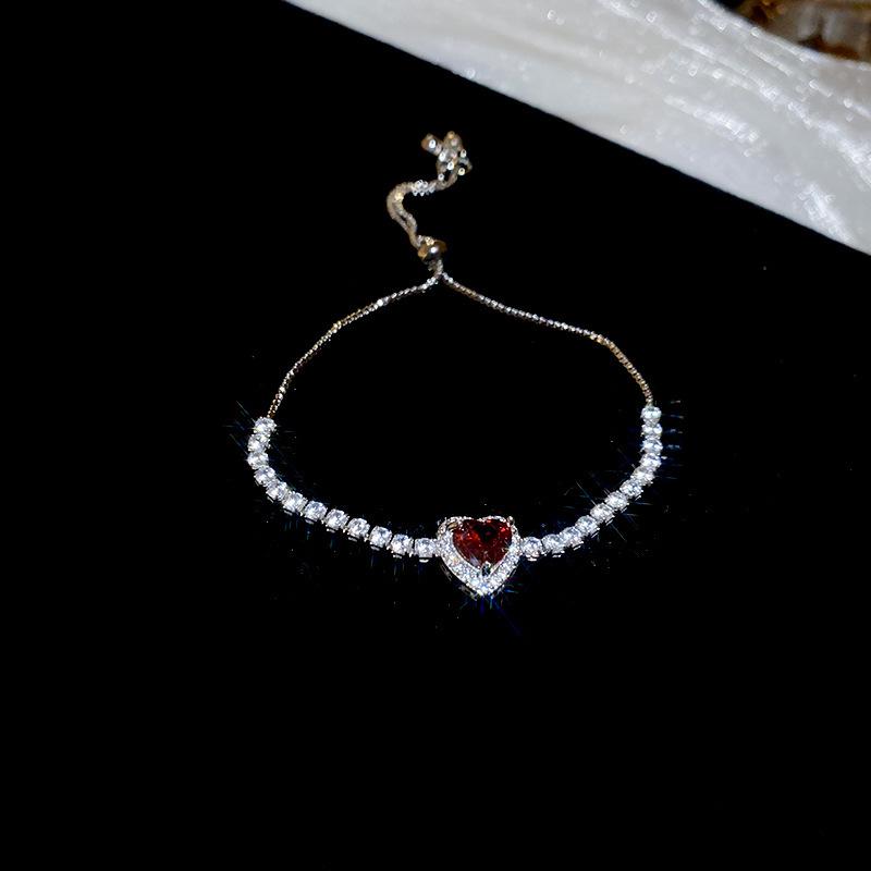 High-End Zircon Floral Heart Bracelet - Luxurious Sparkle for Women