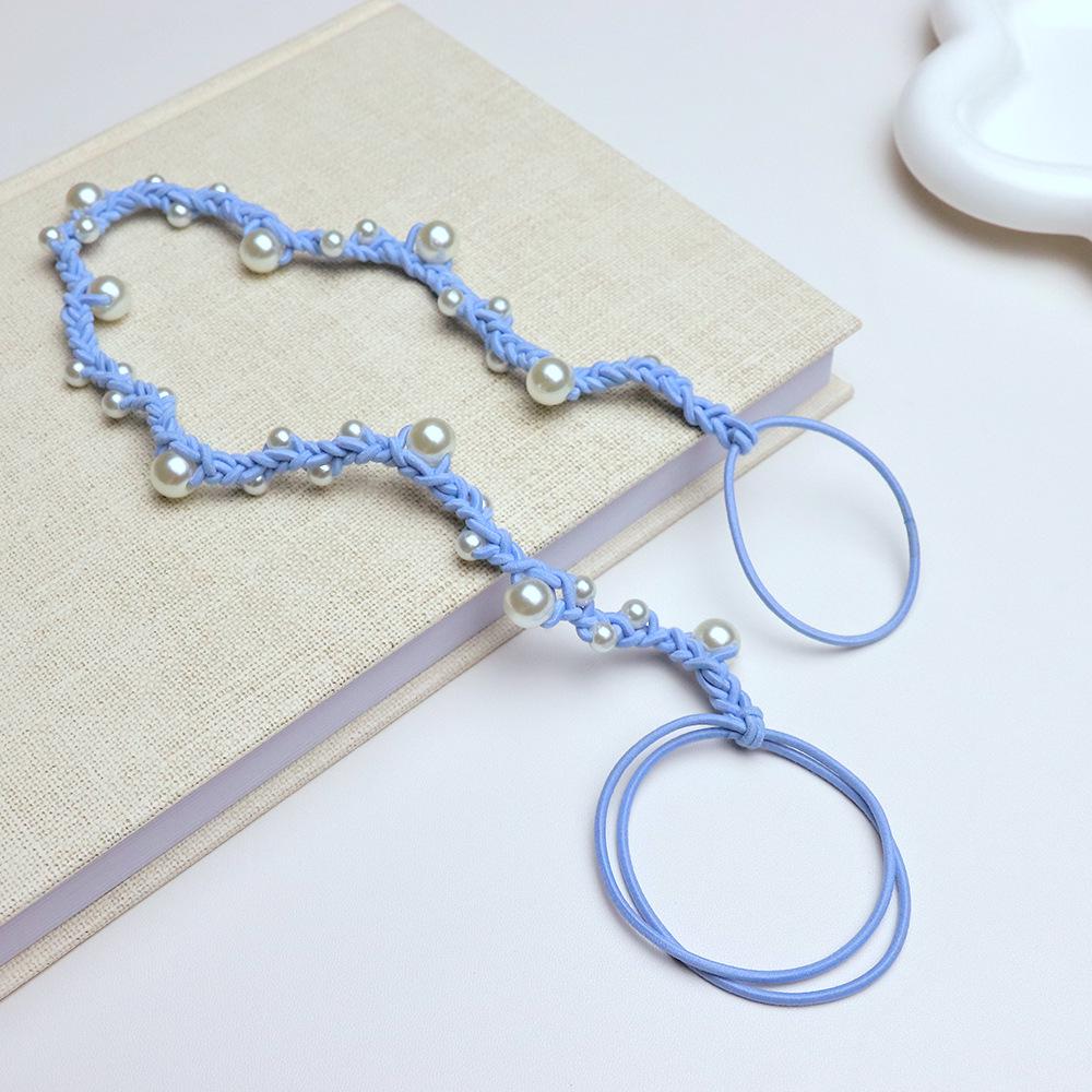 Mingyue 45cm Pearl Long Braid Hair Tie - Handmade Woven Twist