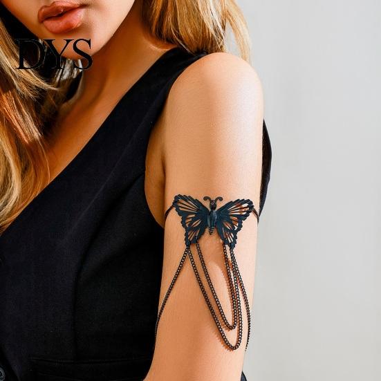 Arm Band Women Bracelet Adjustable Hollow Out Butterfly Shape Multi Chains Chain Armlet Punk Style Anti-slip Lady Prom Party Cosplay Performance