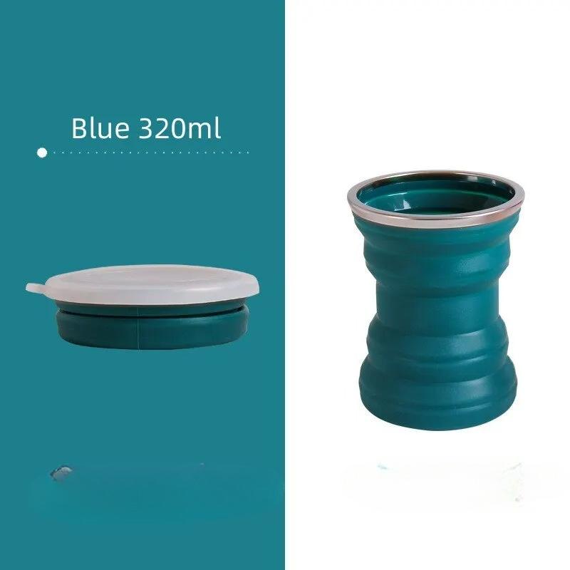 Portable Silicone Foldable Cup Lanyard Heat With Cups Lid Collapsible Resistant Folding Storage Travel Mug For Hot Water