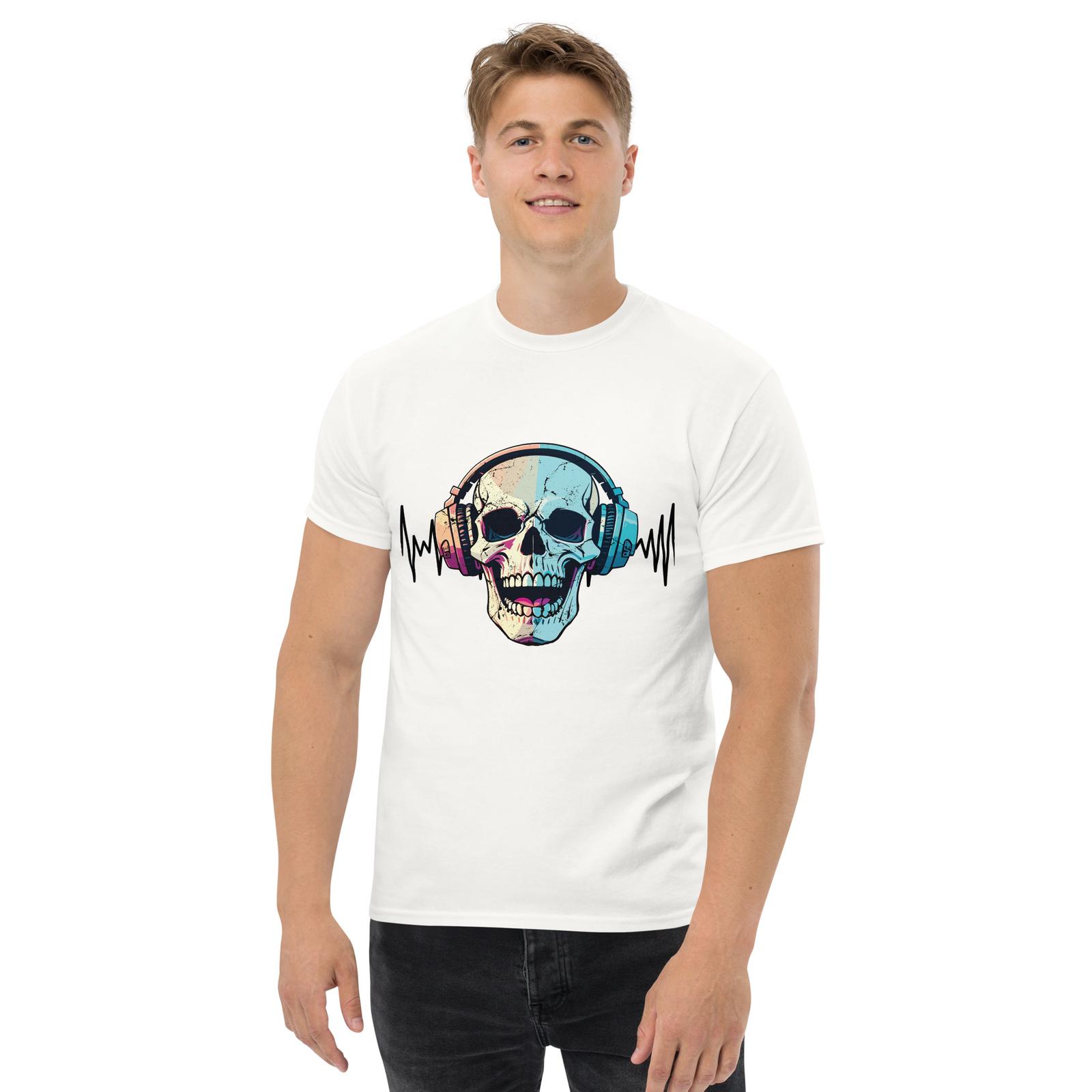 Music, skull, sound wave, gift - Men s classic tee S разноцветный