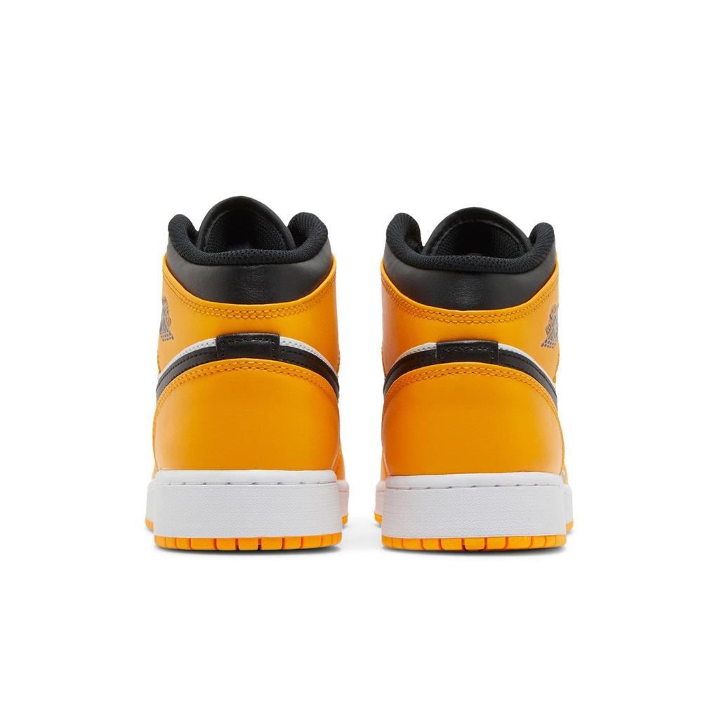 Air Jordan 1 Mid Grade School 'Reverse Yellow Toe' (Unisex) Taxi / White / Black Kids' Basketball Shoes 554725 701