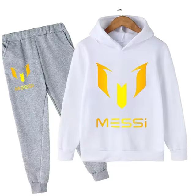 Kids' Messi Football Hoodie & Pants Set - 2-Piece Casual Sportswear for Boys & Girls, Spring & Autumn