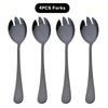 4Pcs Colorful Salad Fork Cutlery Set Dessert Fork Instant Noodle Fork Dinnerware Set Stainless Steel Tableware Kitchen Flatware