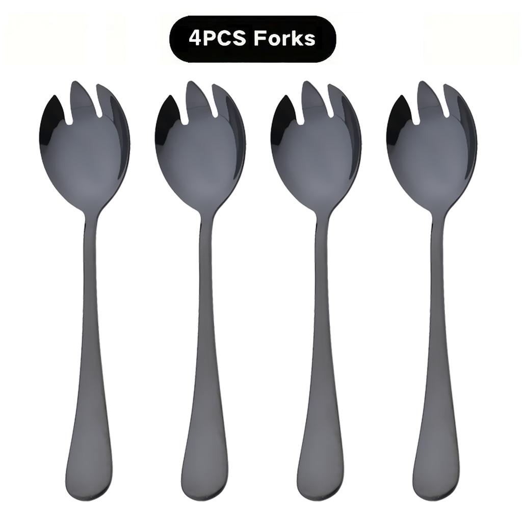 4Pcs Colorful Salad Fork Cutlery Set Dessert Fork Instant Noodle Fork Dinnerware Set Stainless Steel Tableware Kitchen Flatware