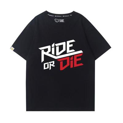 Ride or Die Black TShirt Mens Short Sleeve Tee with Bold White  Red Graphic Streetwear Style for Racing Motorcycle Enthusiasts