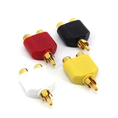 2/4pcs Gold Plated Audio Video 1 Rca Male To 2 Rca Female 2RCA Socket Splitter Converter AV Coupler Connector Adapter Plug Q1