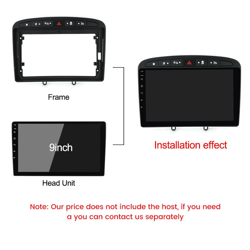 Android Car Radio Fascia Adapter Power Cable For Peugeot 408 2012-2020 308 308SW 2007-2015 Video Player Mounting Facia Frame Kit