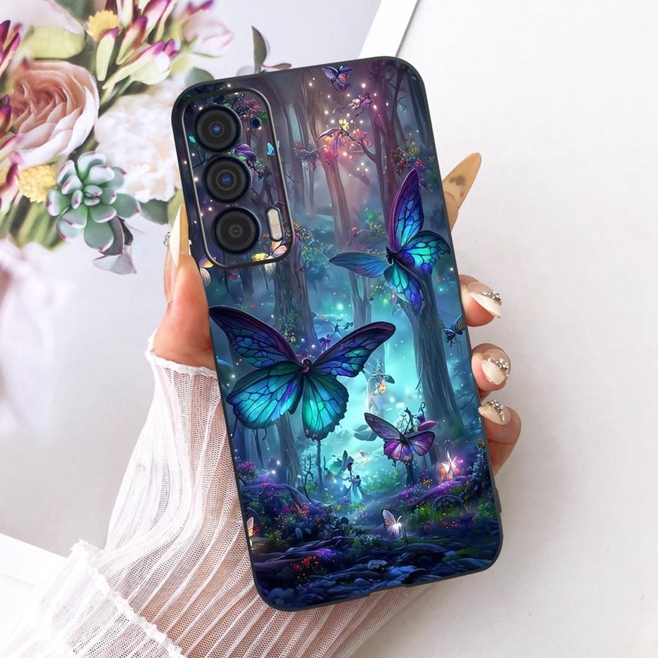 For Motorola Edge 2021 Case XT2141-1 Luxury Butterfly Tree Painted Cover Soft Silicone Case For Motorola Edge 2021 Edge2021 Bags
