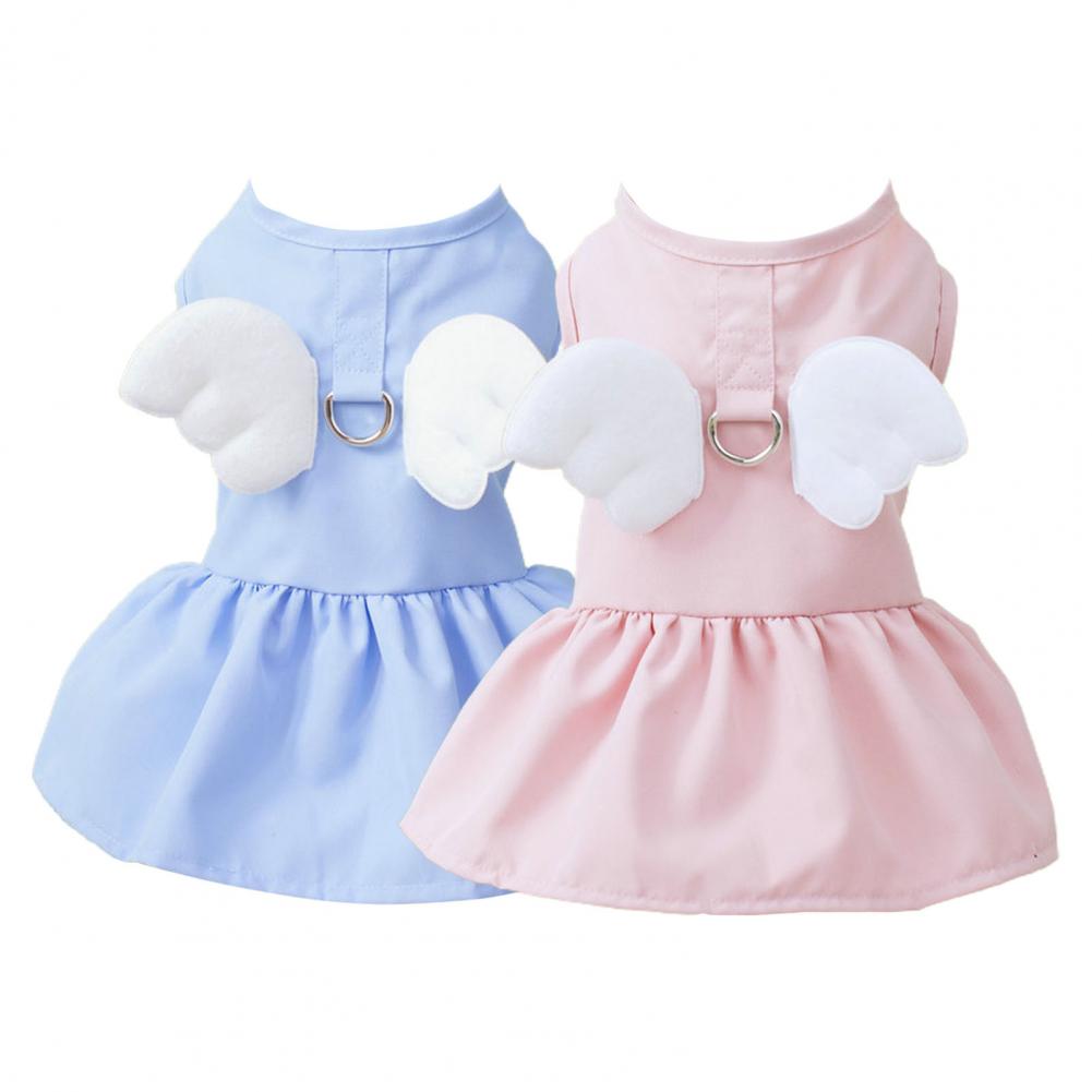 Elegante Vestito per Animali Domestici Cane Piccolo Ali d'Angelo Senza Maniche Cotone Cucciolo Cane Vestito Gatto Principessa Animale Domestico Vestiti per Cani