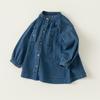 Girls Long Sleeve Dress Solid Color Denim Dress Children Spring Autumn Loose Casual Buttons Tops Dresses for Kids